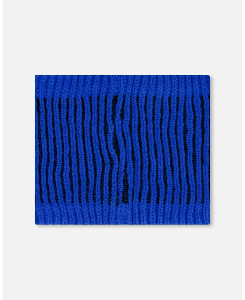 Deux par Boy Lined Knit Neckwarmer Black and Blue - Toddler|Child