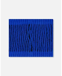 Deux par Boy Lined Knit Neckwarmer Black and Blue - Toddler|Child