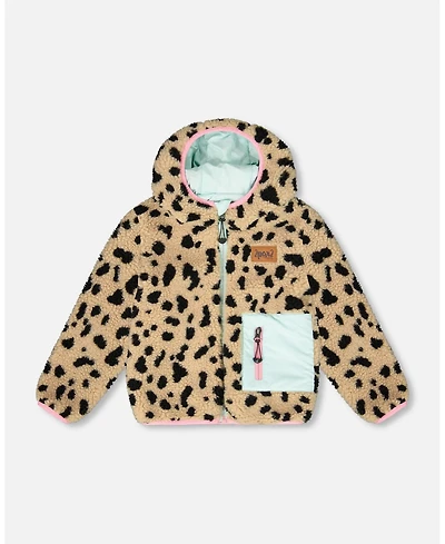 Deux par Girl Reversible Mid-Season Sherpa Jacket Leopard - Toddler|Child