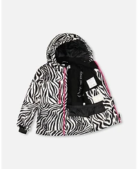 Deux par Girl Two-Piece Teknik Snowsuit Zebra Print