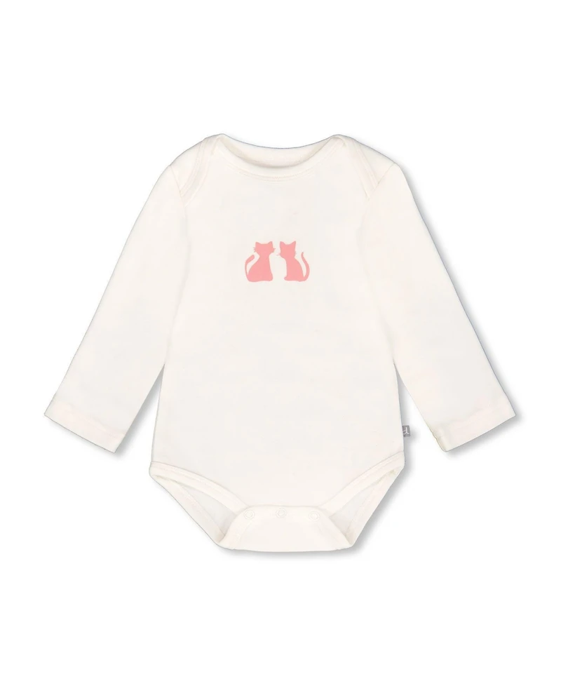 Deux par Baby Girl Cotton Long Sleeve Romper Off-White Cat