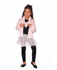 Deux par Girl Faux Fur Jacquard Jacket Dusty Pink - Toddler|Child