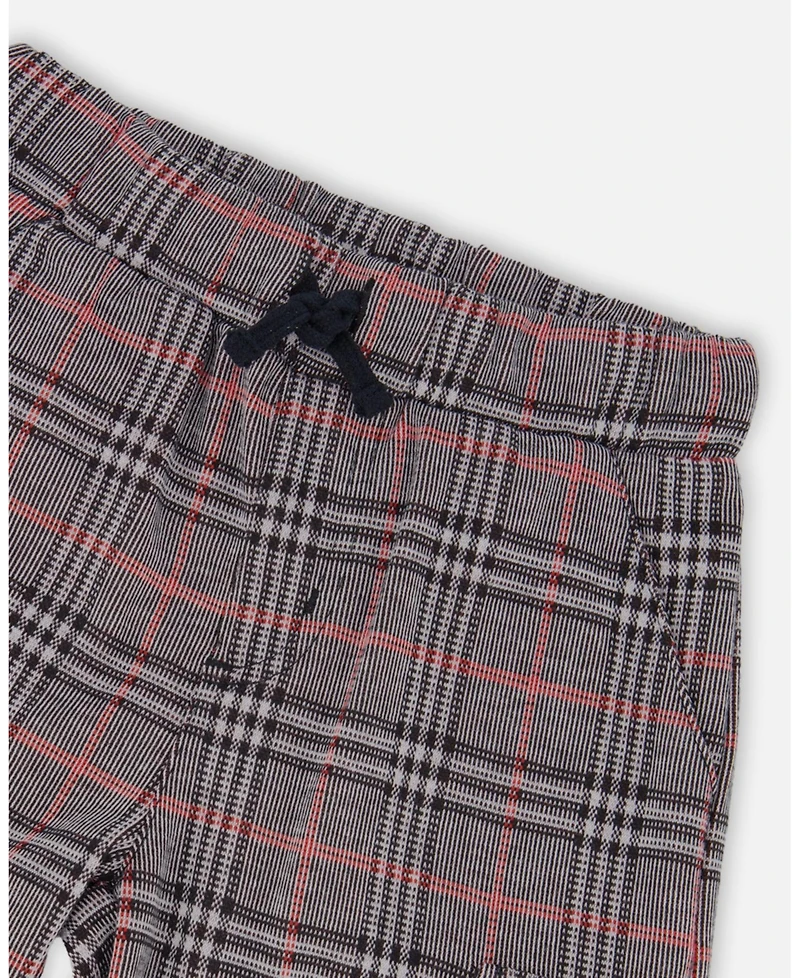 Deux par Baby Boy Plaid Cargo Pant Gray and Black