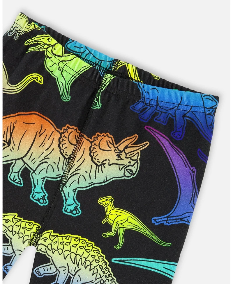 Deux par Boy Two-Piece Cotton Pajama Set Black Dinosaur Print