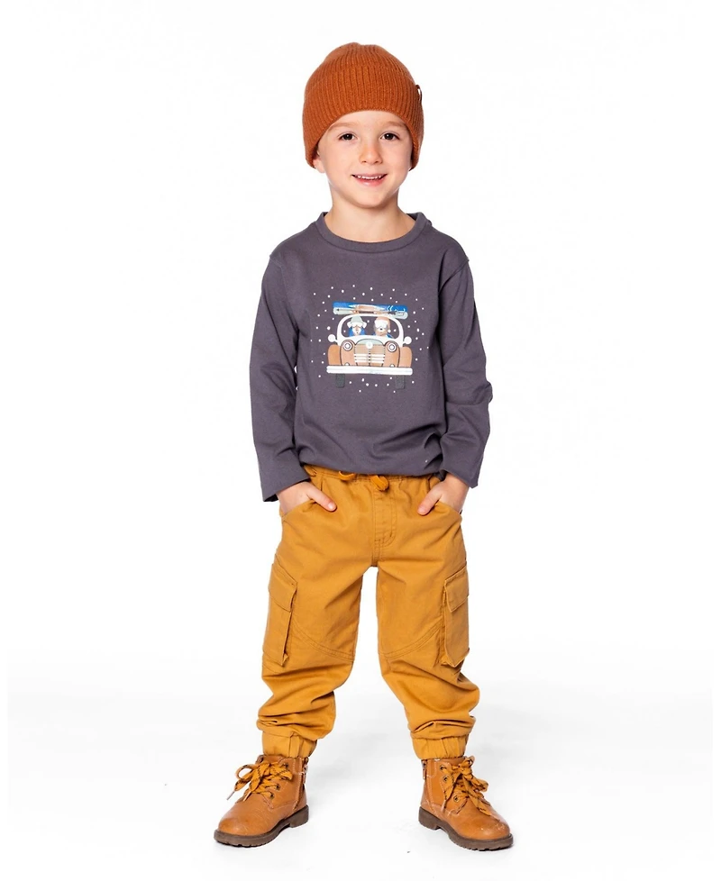 Deux par Baby Boy Twill Jogger Cargo Pants Ochre