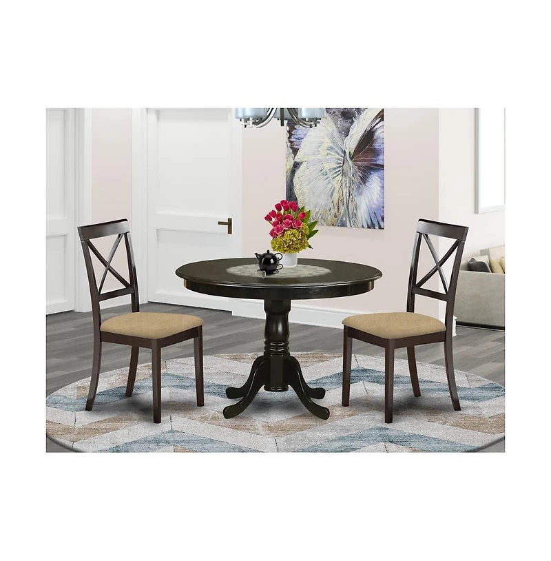 East West Furniture 3 Pc Kitchen Table set-Table and 2 Kitchen Chairs