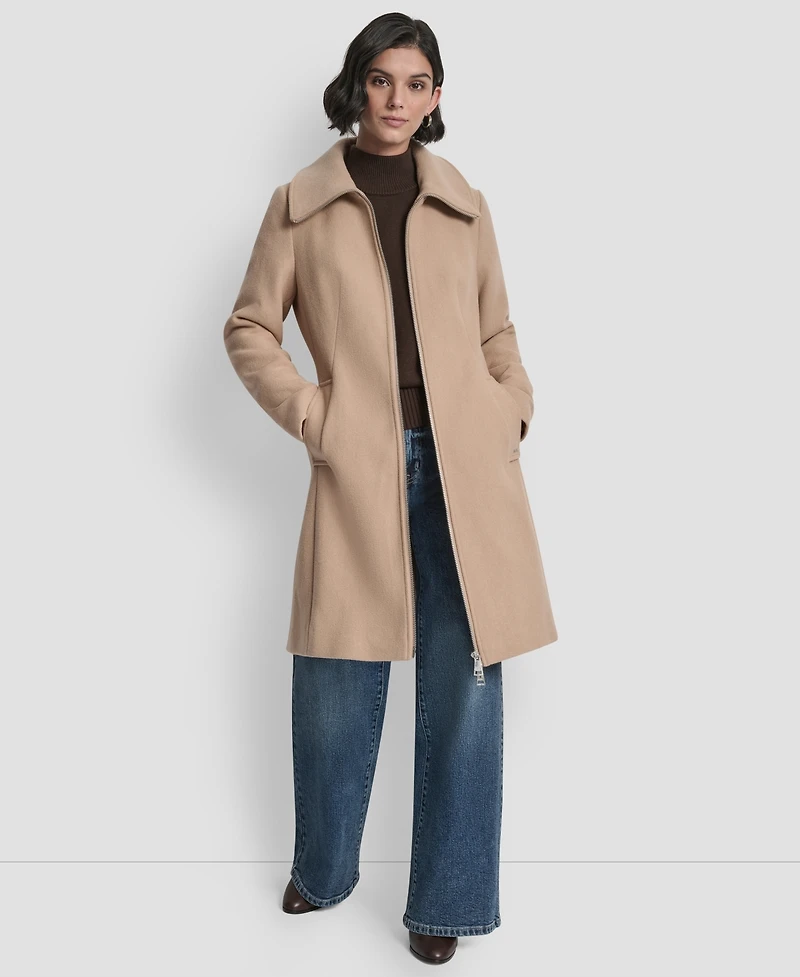 Dkny Petite Belted Zip Front Coat