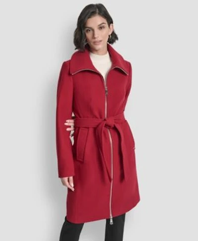 Dkny Womens Collared Neck Belted Coat P Xs Xxl