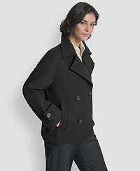 Dkny Petite Short Double Breasted Collared Coat