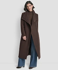 Dkny Women's Wing Collar Asymmetrical Wrap Coat