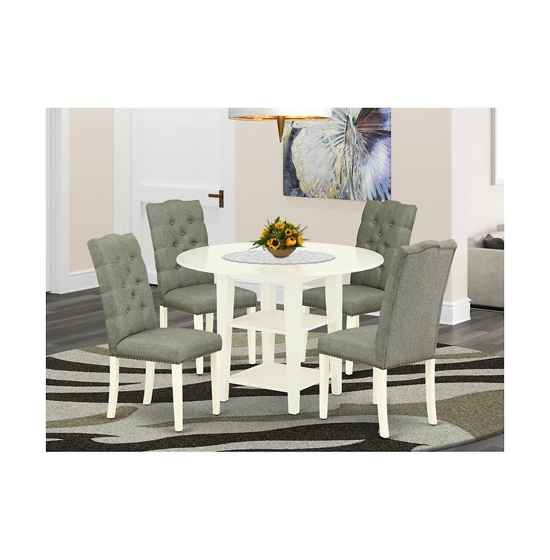 East West Furniture Dining Room Set Linen White