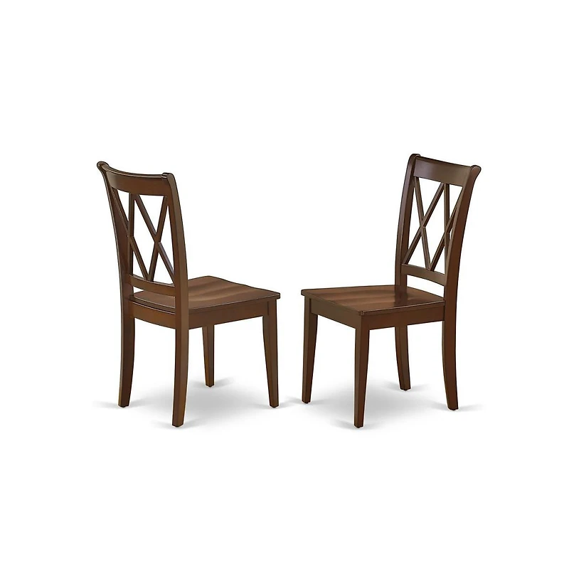 East West Furniture 3 Piece Wood Dining Table Set Contains 1 Drop Leaves Dining Room Table and 2 Mahogany Dining Chairs with Double X-Back