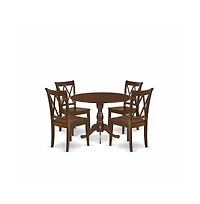 East West Furniture 5 Piece Dinette Sets Includes 1 Drop Leaves Dining Table and 4 Mahogany Kitchen Chairs with Double X-Back - Mahogany Finish
