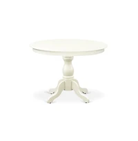 East West Furniture 3 Piece Kitchen Set - Linen White Dinning Table and 2 Linen White Wooden Dining Chairs with Slatted Back - Linen White Finish