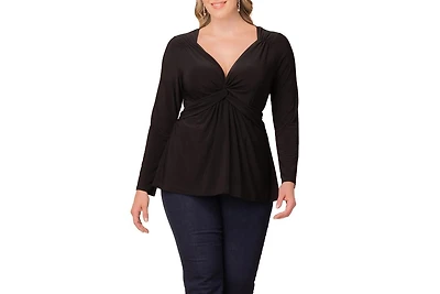 Kiyonna Women's Plus Abigail Long Sleeve Twist Top