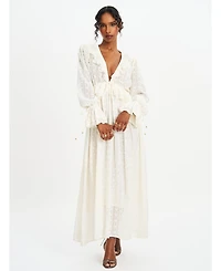 Miss Circle Women's Safiya Jacquard Chiffon Long Sleeve Maxi Dress