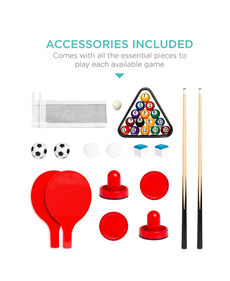 Best Choice Products 4-in-1 Multi Game Table, Childrens Arcade Set w/ Pool Billiards, Air Hockey
