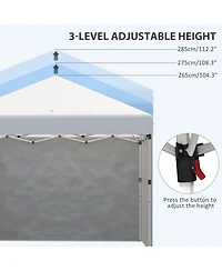 Outsunny 10' x Pop Up Canopy with 3 Sidewalls and Carry Bag,