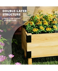 Outsunny 2 Tier Trellis Planter, Wooden Raised Garden Bed, Natural