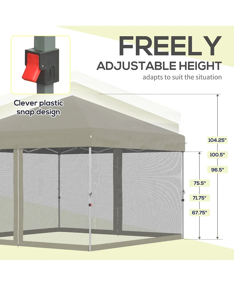 Outsunny 10' x 10' Pop Up Canopy Party Tent with Wheeled Bag,