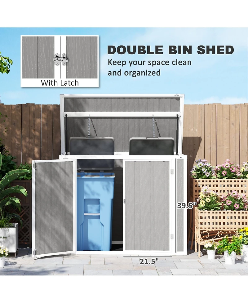 Outsunny 4.7 x 2.5FT Outdoor Storage Shed for Trash Cans, Lockable,