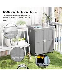 Outsunny Wood Storage Shed, Potting Shed w/Metal Tabletop, Natural
