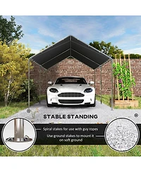 Outsunny 9.6' x 19.5' Carport w/ 3 Reinforced Steel Cables