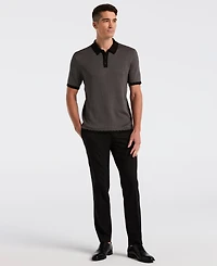 Perry Ellis Men's Tech Zip Short Sleeve Polo Sweater