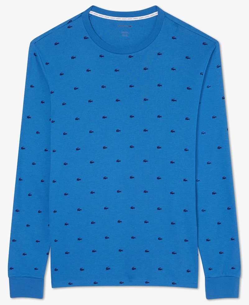 Lacoste Men's All Over Croc Print Long-Sleeve Thermal Sleep Shirt