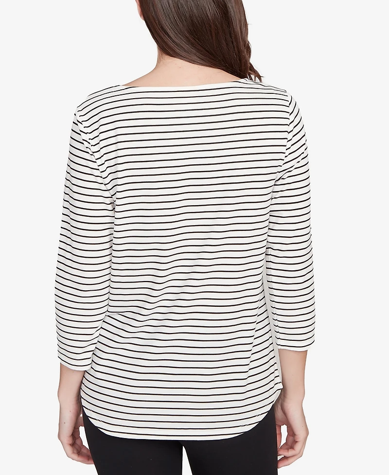 Ruby Rd. Petite Holiday Dogs Striped Knit Top