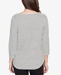 Ruby Rd. Petite Holiday Dogs Striped Knit Top