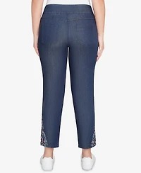 Ruby Rd. Petite Stretch Denim Embroidered Ankle Jeans