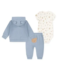 Huggies Baby Boy Short Sleeve Bodysuit, Hoodie and Pant, 3-Piece Set