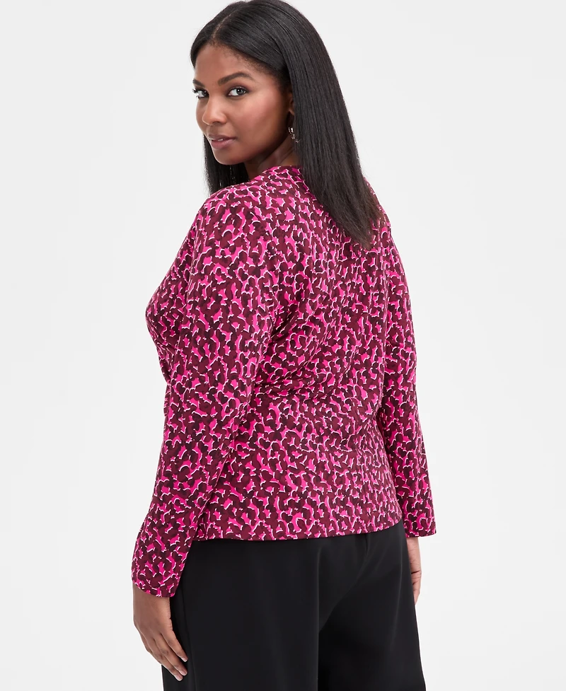 I.n.c. International Concepts Plus Printed Surplice-Neck Top, Macy's Exclusive