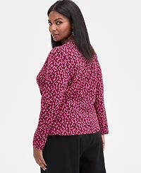 I.n.c. International Concepts Plus Printed Surplice-Neck Top, Macy's Exclusive