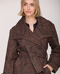 Avec Les Filles Women's Double Breasted Belted Wool Coat