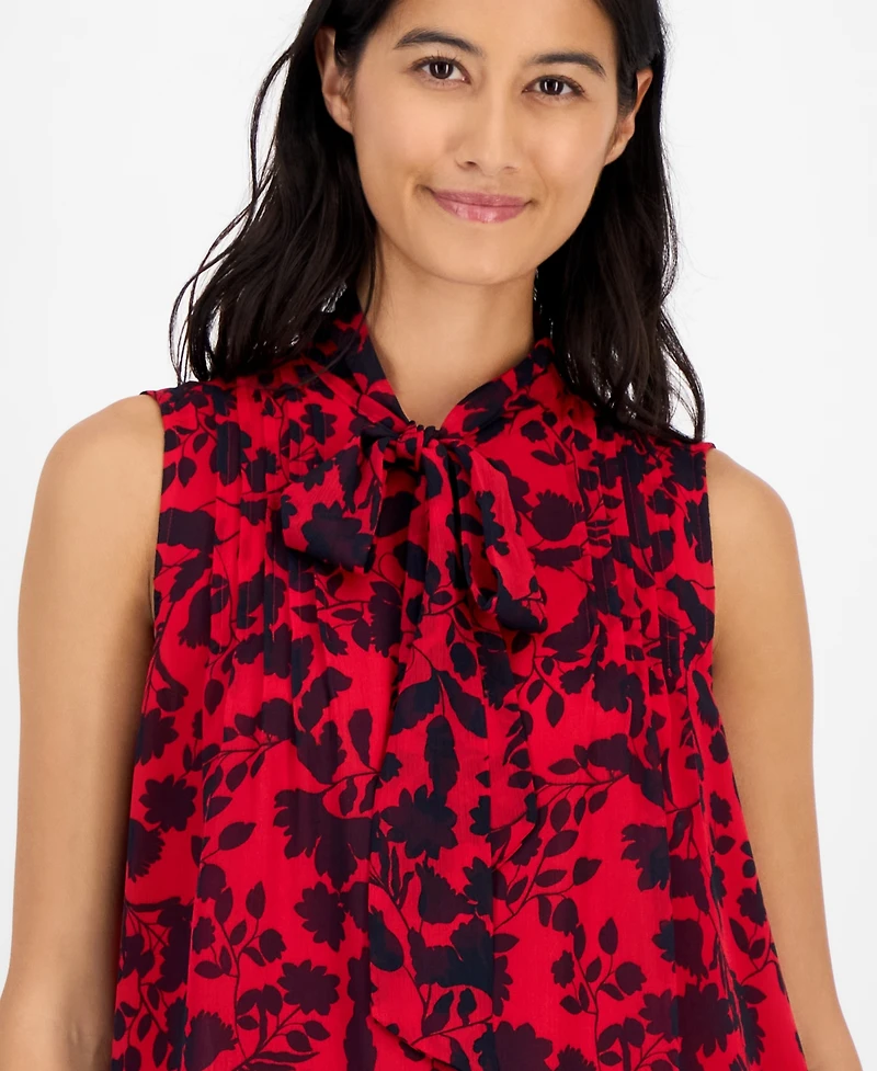 Tommy Hilfiger Women's Floral-Print Pleated Top