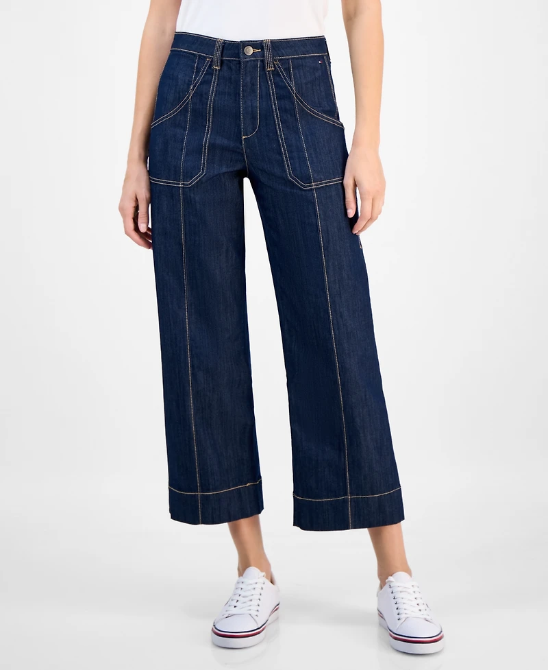 Tommy Hilfiger Women's High Rise Wide Leg Ankle Jeans