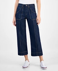 Tommy Hilfiger Women's High Rise Wide Leg Ankle Jeans