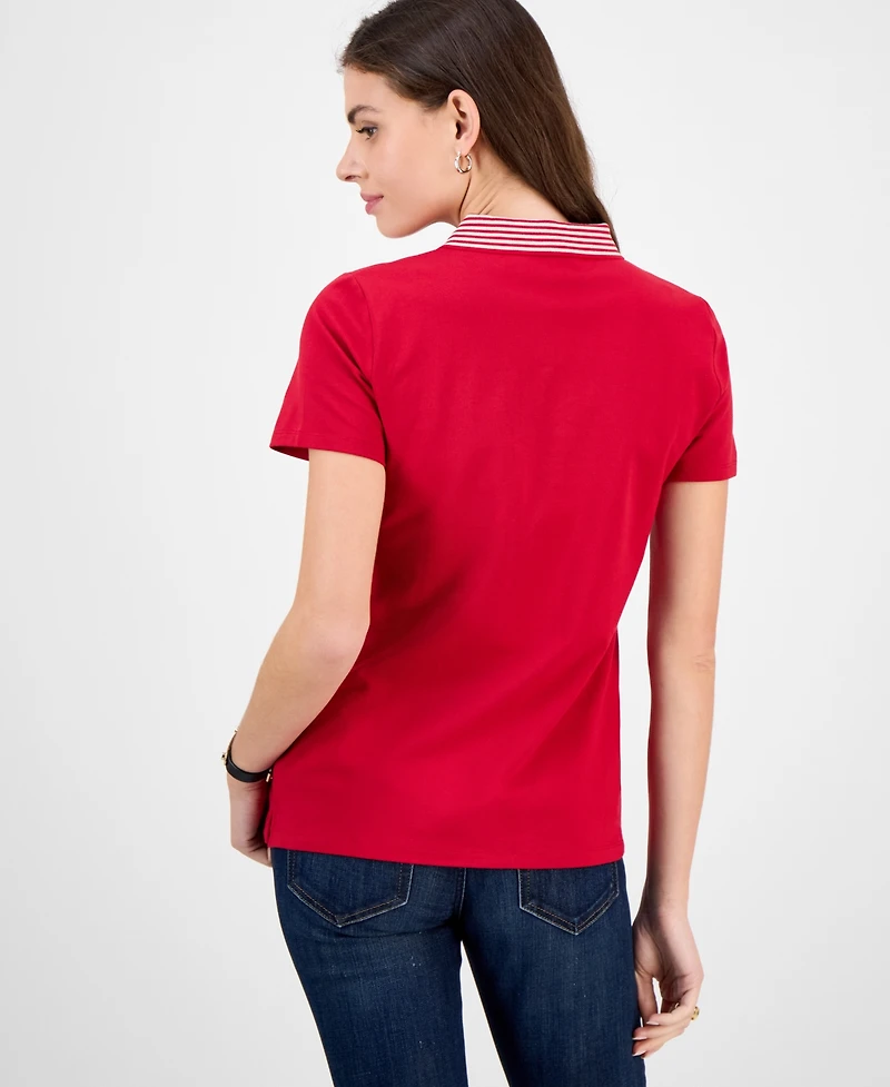 Tommy Hilfiger Women's Metallic Striped-Collar Polo Shirt