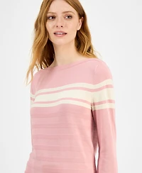 Nautica Jeans Women's Cotton Boat-Neck Textured Sweater