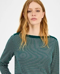 Nautica Jeans Women's Cotton Striped Boat-Neck Sweater