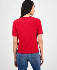 Nautica Jeans Women's Rhinestone-Bow Short-Sleeve Sweater