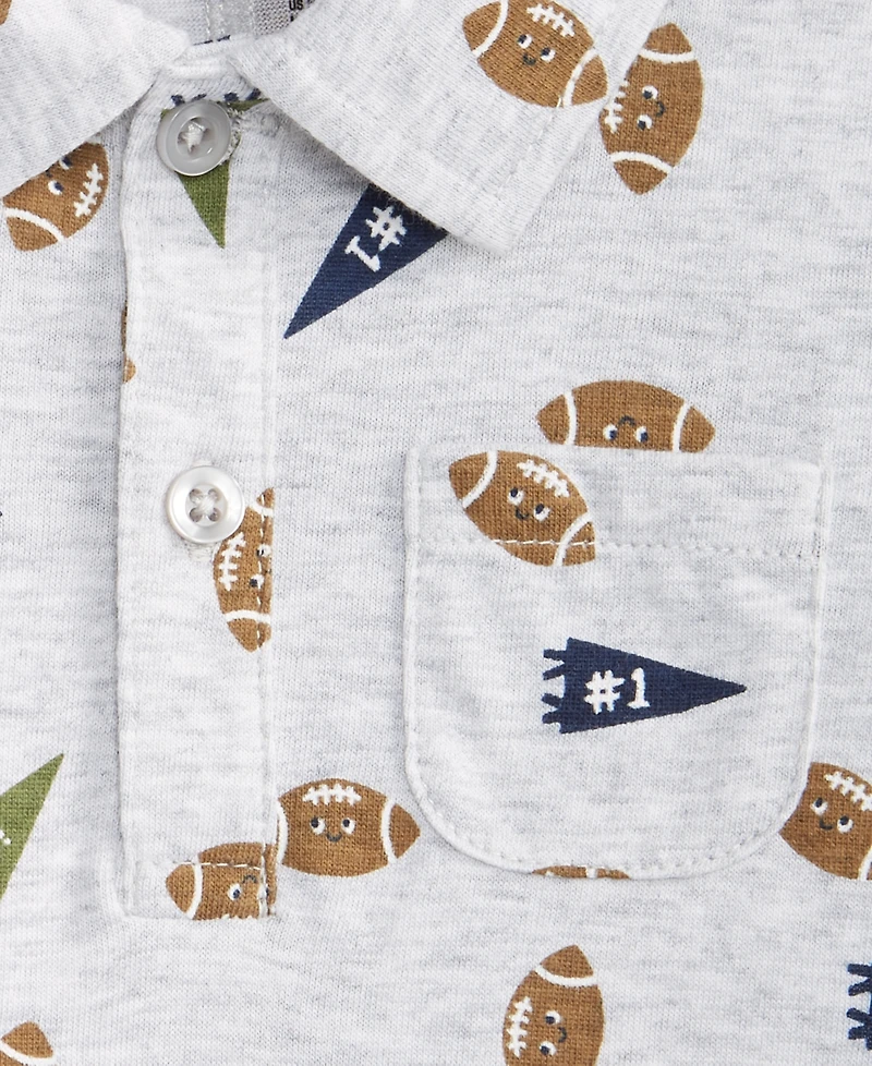 First Impressions Baby Boys Football-Print Collared Sunsuit, Macy's Exclusive