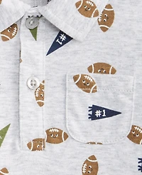 First Impressions Baby Boys Football-Print Collared Sunsuit, Macy's Exclusive