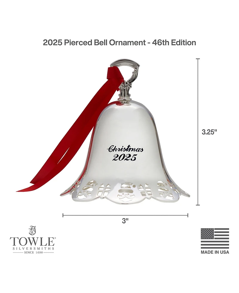 Towle 2025 Silver-Plated Pierced Bell Ornament, 46th Edition