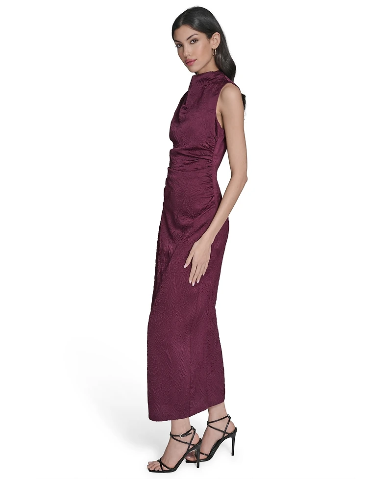 Vince Camuto Women's Novelty Knit High Cowl Neck Ruche Waist Bodycon Dress