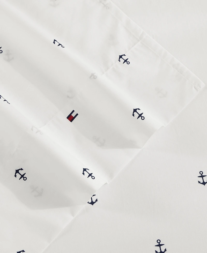 Tommy Hilfiger Printed 200-Thread Count Cotton Percale -Pc. Sheet Set