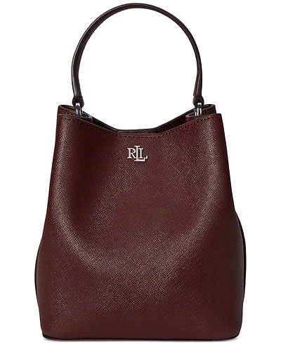 Lauren Ralph Lauren Crosshatch Leather Small Reese Bucket Bag