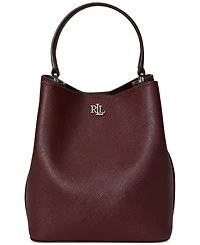 Lauren Ralph Crosshatch Leather Small Reese Bucket Bag